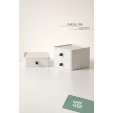 VarBiFırsat 3'lü Takı Makyaj ve Kozmetik Düzenleyici Çekmece Ofis Masa Düzenleyici Beyaz