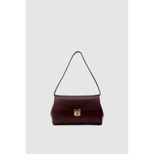 Shule Bags Lauren City Baget Çanta Bordo Suni Deri Ergonomik Tasarım ile Şık Kullanım
