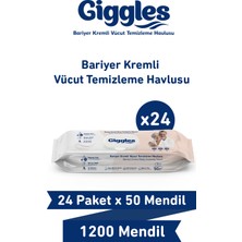 Giggles Bariyer Kremli Perine ve Vücut Temizleme ve Bakım Havlusu (24X50 Adet)