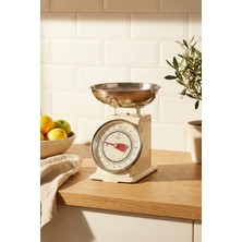 Özbience Retro Krem Analog Mutfak Tartısı, Gümüş Kase ile Şık Tasarım