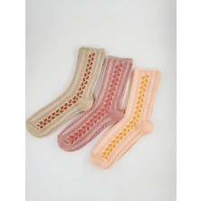 Stocalze Kabartma Desenli Kadın Çorap. Yumuşak ve Esnek 6'lı Günlük Çorap Seti