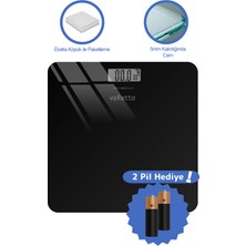 Özbience Dijital Cam Tartı, 180 Kg, LCD Ekran, Pil Hediyeli, Siyah Renk