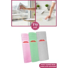 Flora 3 Adet Mikrofiber Cam ve Yüzey Temizlik Bezi, Islak Kuru Kullanım Leke Bırakmaz Yıkanabilir 40X60CM