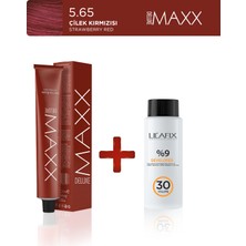 Maxx Deluxe Tüp Boya 60 ml - 20 V Oksidan 60 ml 5.65 Çilek Kırmızısı