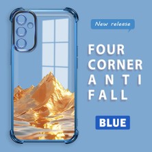 HONTINGA Samsung Galaxy A14 ile Uyumlu Şeffaf Kılıfı Düşüme Önleyici Basitlik Anti Düşme Kamera Korumali Altın Dağ Desen Yumuşak Silikon Telefon Kılıfı Kadın ve Erkek Için Uygundur K3-0204