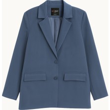 Mixray 4786 Kadın Oversize Kruvaze Blazer Ceket Lacivert