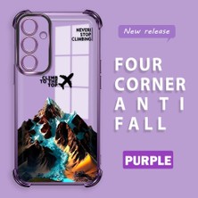 HONTINGA Samsung Galaxy A55 ile Uyumlu Şeffaf Kılıfı Düşüme Önleyici Basitlik Anti Düşme Kamera Korumali Uçak Desen Yumuşak Silikon Telefon Kılıfı Kadın ve Erkek Için Uygundur K3-0203