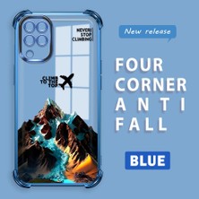 HONTINGA Samsung Galaxy M12 ile Uyumlu Şeffaf Kılıfı Düşüme Önleyici Basitlik Anti Düşme Kamera Korumali Uçak Desen Yumuşak Silikon Telefon Kılıfı Kadın ve Erkek Için Uygundur K3-0203