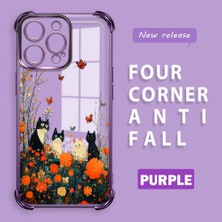 HONTINGA iPhone 15 Pro ile Uyumlu Şeffaf Kılıfı Düşüme Önleyici Basitlik Anti Düşme Kamera Korumali Kedi Desen Yumuşak Silikon Telefon Kılıfı Kadın ve Erkek Için Uygundur K3-0207