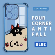 HONTINGA Xiaomi Redmi Note 13 4g ile Uyumlu Şeffaf Kılıfı Düşüme Önleyici Basitlik Anti Düşme Kamera Korumali Şirin Kedi Desen Yumuşak Silikon Telefon Kılıfı Kadın ve Erkek Için Uygundur K3-0206