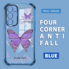 HONTINGA Samsung Galaxy A55 ile Uyumlu Şeffaf Kılıfı Düşüme Önleyici Basitlik Anti Düşme Kamera Korumali Kelebek Desen Yumuşak Silikon Telefon Kılıfı Kadın ve Erkek Için Uygundur K3-0205