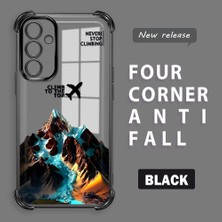 HONTINGA Samsung Galaxy A54 ile Uyumlu Şeffaf Kılıfı Düşüme Önleyici Basitlik Anti Düşme Kamera Korumali Uçak Desen Yumuşak Silikon Telefon Kılıfı Kadın ve Erkek Için Uygundur K3-0203