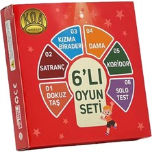 Dolunay Oyun Aletleri Eğlenceli 6'lı Aile ve Arkadaş Oyun Seti - Koridor - Satranç - Solo Test - Dama - Kızma Birader - Dokuz Taş