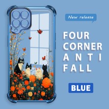 HONTINGA Samsung Galaxy M33 5g ile Uyumlu Şeffaf Kılıfı Düşüme Önleyici Basitlik Anti Düşme Kamera Korumali Kedi Desen Yumuşak Silikon Telefon Kılıfı Kadın ve Erkek Için Uygundur K3-0207