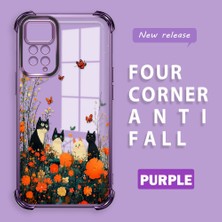 HONTINGA Xiaomi Redmi Note 11 Pro 4g ile Uyumlu Şeffaf Kılıfı Düşüme Önleyici Basitlik Anti Düşme Kamera Korumali Kedi Desen Yumuşak Silikon Telefon Kılıfı Kadın ve Erkek Için Uygundur K3-0207