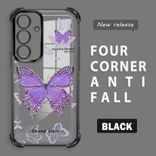 HONTINGA Samsung Galaxy S24 ile Uyumlu Şeffaf Kılıfı Düşüme Önleyici Basitlik Anti Düşme Kamera Korumali Kelebek Desen Yumuşak Silikon Telefon Kılıfı Kadın ve Erkek Için Uygundur K3-0205