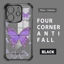 HONTINGA Xiaomi Redmi Note 14 4g ile Uyumlu Şeffaf Kılıfı Düşüme Önleyici Basitlik Anti Düşme Kamera Korumali Kelebek Desen Yumuşak Silikon Telefon Kılıfı Kadın ve Erkek Için Uygundur K3-0205