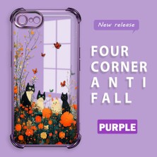 HONTINGA iPhone Se 2022 ile Uyumlu Şeffaf Kılıfı Düşüme Önleyici Basitlik Anti Düşme Kamera Korumali Kedi Desen Yumuşak Silikon Telefon Kılıfı Kadın ve Erkek Için Uygundur K3-0207