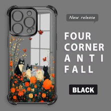 HONTINGA iPhone 16 Pro ile Uyumlu Şeffaf Kılıfı Düşüme Önleyici Basitlik Anti Düşme Kamera Korumali Kedi Desen Yumuşak Silikon Telefon Kılıfı Kadın ve Erkek Için Uygundur K3-0207