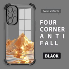 HONTINGA Samsung Galaxy A13 ile Uyumlu Şeffaf Kılıfı Düşüme Önleyici Basitlik Anti Düşme Kamera Korumali Altın Dağ Desen Yumuşak Silikon Telefon Kılıfı Kadın ve Erkek Için Uygundur K3-0204