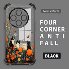 HONTINGA Xiaomi Redmi 14C ile Uyumlu Şeffaf Kılıfı Düşüme Önleyici Basitlik Anti Düşme Kamera Korumali Kedi Desen Yumuşak Silikon Telefon Kılıfı Kadın ve Erkek Için Uygundur K3-0207