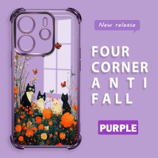 HONTINGA Xiaomi Redmi Note 14 4g ile Uyumlu Şeffaf Kılıfı Düşüme Önleyici Basitlik Anti Düşme Kamera Korumali Kedi Desen Yumuşak Silikon Telefon Kılıfı Kadın ve Erkek Için Uygundur K3-0207