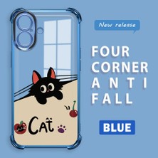 HONTINGA iPhone 16 ile Uyumlu Şeffaf Kılıfı Düşüme Önleyici Basitlik Anti Düşme Kamera Korumali Şirin Kedi Desen Yumuşak Silikon Telefon Kılıfı Kadın ve Erkek Için Uygundur K3-0206