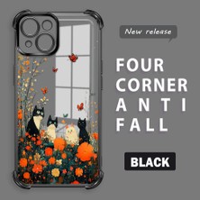 HONTINGA iPhone 15 ile Uyumlu Şeffaf Kılıfı Düşüme Önleyici Basitlik Anti Düşme Kamera Korumali Kedi Desen Yumuşak Silikon Telefon Kılıfı Kadın ve Erkek Için Uygundur K3-0207
