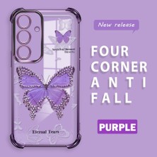 HONTINGA Samsung Galaxy S24 ile Uyumlu Şeffaf Kılıfı Düşüme Önleyici Basitlik Anti Düşme Kamera Korumali Kelebek Desen Yumuşak Silikon Telefon Kılıfı Kadın ve Erkek Için Uygundur K3-0205