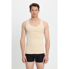 Tudors Erkek Süper Slim Fit Extra Dar Kesim Lastikli Ten Rengi Atlet Korse