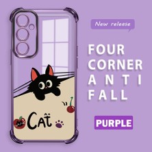 HONTINGA Samsung Galaxy A05S ile Uyumlu Şeffaf Kılıfı Düşüme Önleyici Basitlik Anti Düşme Kamera Korumali Şirin Kedi Desen Yumuşak Silikon Telefon Kılıfı Kadın ve Erkek Için Uygundur K3-0206