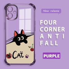 HONTINGA Samsung Galaxy A06 ile Uyumlu Şeffaf Kılıfı Düşüme Önleyici Basitlik Anti Düşme Kamera Korumali Şirin Kedi Desen Yumuşak Silikon Telefon Kılıfı Kadın ve Erkek Için Uygundur K3-0206