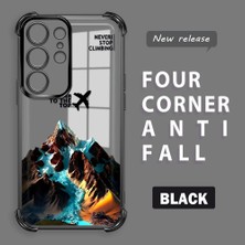 HONTINGA Samsung Galaxy S24 Ultra ile Uyumlu Şeffaf Kılıfı Düşüme Önleyici Basitlik Anti Düşme Kamera Korumali Uçak Desen Yumuşak Silikon Telefon Kılıfı Kadın ve Erkek Için Uygundur K3-0203