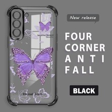 HONTINGA Samsung Galaxy S21 Fe 5g ile Uyumlu Şeffaf Kılıfı Düşüme Önleyici Basitlik Anti Düşme Kamera Korumali Kelebek Desen Yumuşak Silikon Telefon Kılıfı Kadın ve Erkek Için Uygundur K3-0205