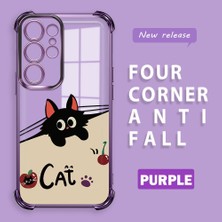 HONTINGA Samsung Galaxy S22 Ultra ile Uyumlu Şeffaf Kılıfı Düşüme Önleyici Basitlik Anti Düşme Kamera Korumali Şirin Kedi Desen Yumuşak Silikon Telefon Kılıfı Kadın ve Erkek Için Uygundur K3-0206