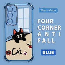 HONTINGA Samsung Galaxy S24 Fe ile Uyumlu Şeffaf Kılıfı Düşüme Önleyici Basitlik Anti Düşme Kamera Korumali Şirin Kedi Desen Yumuşak Silikon Telefon Kılıfı Kadın ve Erkek Için Uygundur K3-0206