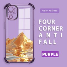 HONTINGA Xiaomi Redmi Note 10S ile Uyumlu Şeffaf Kılıfı Düşüme Önleyici Basitlik Anti Düşme Kamera Korumali Altın Dağ Desen Yumuşak Silikon Telefon Kılıfı Kadın ve Erkek Için Uygundur K3-0204