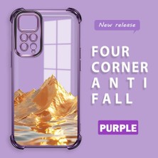 HONTINGA Xiaomi Redmi Note 11S ile Uyumlu Şeffaf Kılıfı Düşüme Önleyici Basitlik Anti Düşme Kamera Korumali Altın Dağ Desen Yumuşak Silikon Telefon Kılıfı Kadın ve Erkek Için Uygundur K3-0204