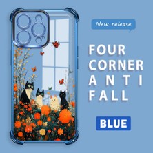 HONTINGA iPhone 15 Pro Max ile Uyumlu Şeffaf Kılıfı Düşüme Önleyici Basitlik Anti Düşme Kamera Korumali Kedi Desen Yumuşak Silikon Telefon Kılıfı Kadın ve Erkek Için Uygundur K3-0207