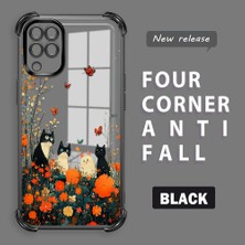 HONTINGA Samsung Galaxy A12 ile Uyumlu Şeffaf Kılıfı Düşüme Önleyici Basitlik Anti Düşme Kamera Korumali Kedi Desen Yumuşak Silikon Telefon Kılıfı Kadın ve Erkek Için Uygundur K3-0207