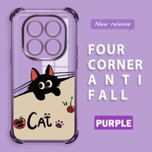 HONTINGA Xiaomi Redmi Note 14 Pro 4g ile Uyumlu Şeffaf Kılıfı Düşüme Önleyici Basitlik Anti Düşme Kamera Korumali Şirin Kedi Desen Yumuşak Silikon Telefon Kılıfı Kadın ve Erkek Için Uygundur K3-0206