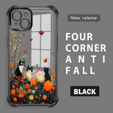 HONTINGA iPhone 15 Plus ile Uyumlu Şeffaf Kılıfı Düşüme Önleyici Basitlik Anti Düşme Kamera Korumali Kedi Desen Yumuşak Silikon Telefon Kılıfı Kadın ve Erkek Için Uygundur K3-0207