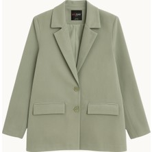 Mixray 4786 Kadın Oversize Kruvaze Blazer Ceket Haki