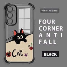 HONTINGA Samsung Galaxy A05S ile Uyumlu Şeffaf Kılıfı Düşüme Önleyici Basitlik Anti Düşme Kamera Korumali Şirin Kedi Desen Yumuşak Silikon Telefon Kılıfı Kadın ve Erkek Için Uygundur K3-0206