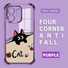 HONTINGA Infinix Hot 50I ile Uyumlu Şeffaf Kılıfı Düşüme Önleyici Basitlik Anti Düşme Kamera Korumali Şirin Kedi Desen Yumuşak Silikon Telefon Kılıfı Kadın ve Erkek Için Uygundur K3-0206