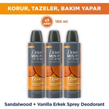 Dove Men +Care Advanced Erkek Deodorant 72 Saat Koruma Sandalwood Vanilla 150 ml X3