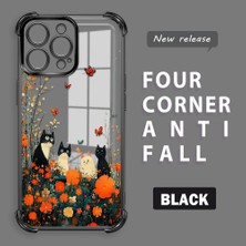 HONTINGA iPhone 16 Pro Max ile Uyumlu Şeffaf Kılıfı Düşüme Önleyici Basitlik Anti Düşme Kamera Korumali Kedi Desen Yumuşak Silikon Telefon Kılıfı Kadın ve Erkek Için Uygundur K3-0207
