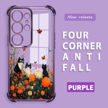 HONTINGA Samsung Galaxy S25 Ultra ile Uyumlu Şeffaf Kılıfı Düşüme Önleyici Basitlik Anti Düşme Kamera Korumali Kedi Desen Yumuşak Silikon Telefon Kılıfı Kadın ve Erkek Için Uygundur K3-0207