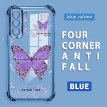 HONTINGA Samsung Galaxy S21 Fe 5g ile Uyumlu Şeffaf Kılıfı Düşüme Önleyici Basitlik Anti Düşme Kamera Korumali Kelebek Desen Yumuşak Silikon Telefon Kılıfı Kadın ve Erkek Için Uygundur K3-0205