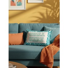 Rahan Design Chill Here Yazılı Çift Taraflı Süet Su Yeşili Kırlent Kılıfı - 30X50CM - Dekoratif Kırlent Kılıfı